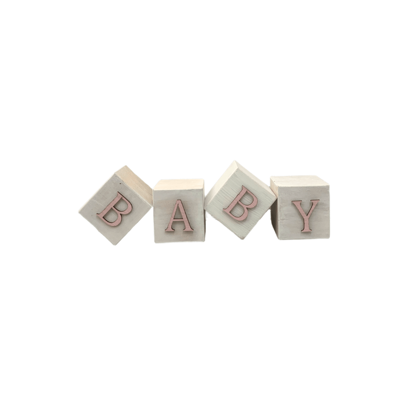 Cubo Branco Letra Rosa Bebê Festa Chá de Bebê Decoração 8x8x8 Cm Mdf Madeira LETRA A