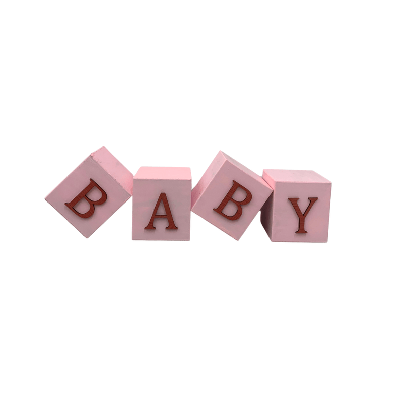 Cubo Rosa Bebê Letra Vermelho Festa Chá de Bebê Decoração 8x8x8 Cm Mdf Madeira LETRA A