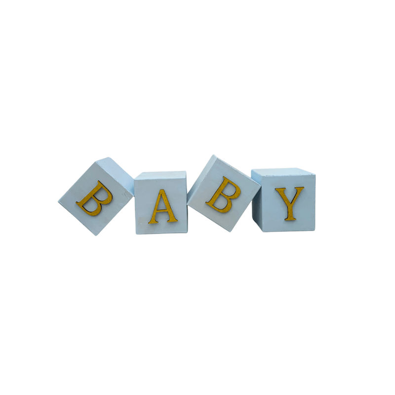 Cubo Azul Bebê Letra Amarelo Festa Chá de Bebê Decoração 8x8x8 Cm Mdf Madeira LETRA A