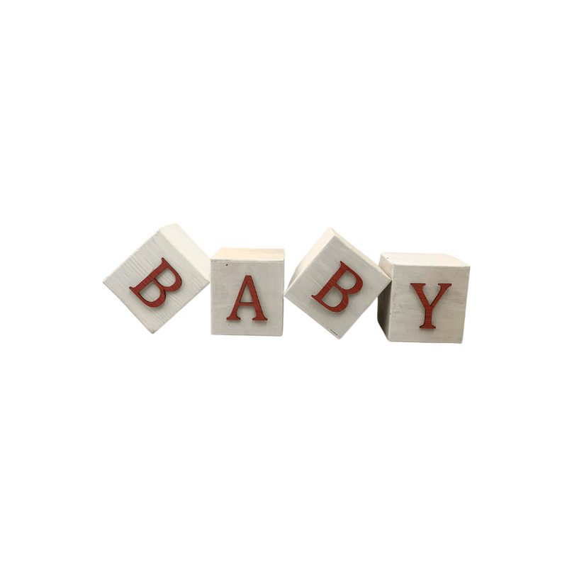 Cubo Branco Letra Vermelha Festa Chá de Bebê Decoração 8x8x8 Cm Mdf Madeira LETRA A