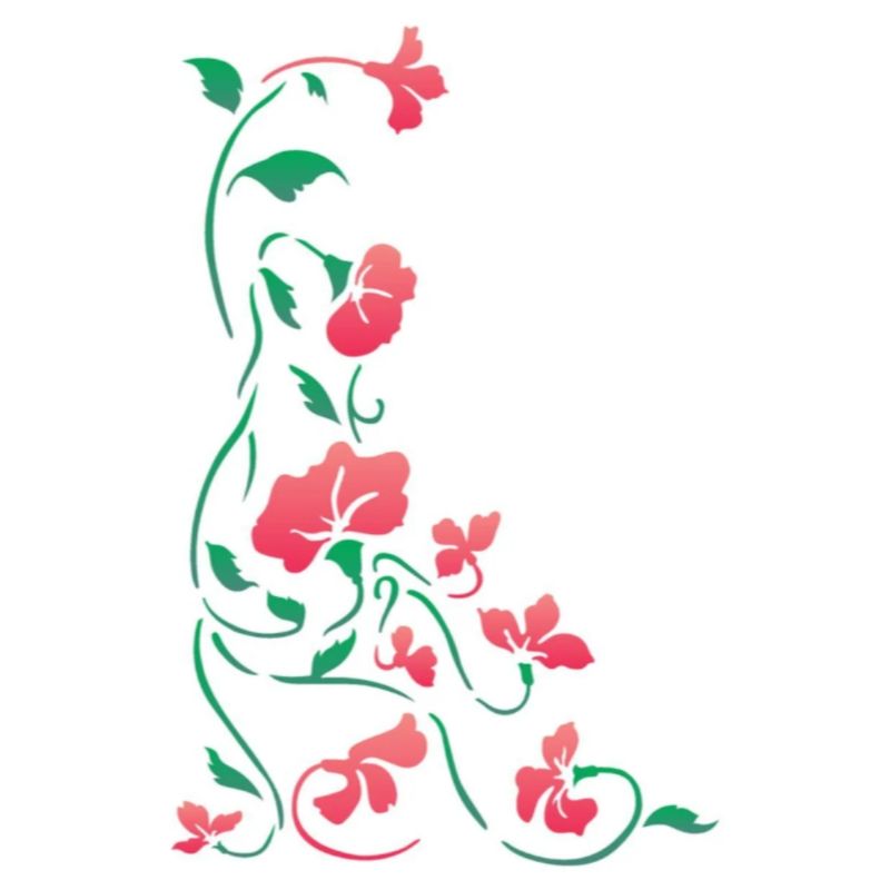 Stencil Simples Cantoneira Flor II 2262 20x25 Opa