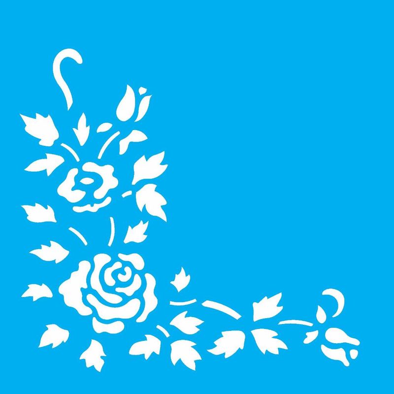 Stencil Pintura Cantoneira Rosas 983 14x14 Opa
