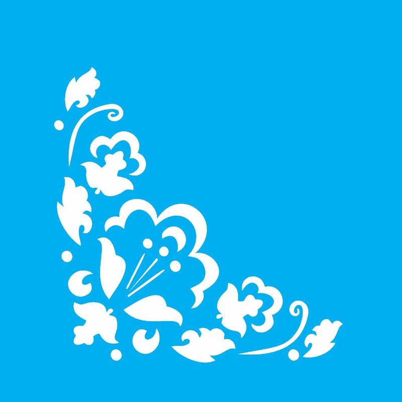 Stencil Pintura Cantoneira Floral 0984 14x14 Opa