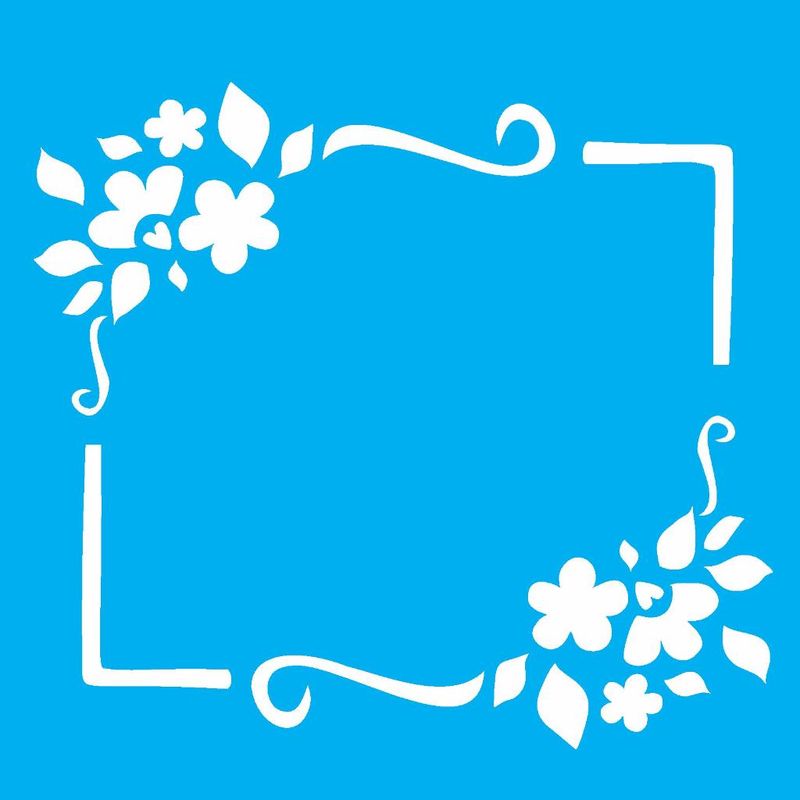 Stencil Pintura Moldura Flor 0995 14x14 Opa