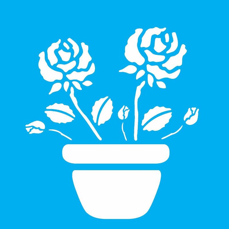 Stencil Pintura Vaso C/ Rosas 1003 14x14 Opa