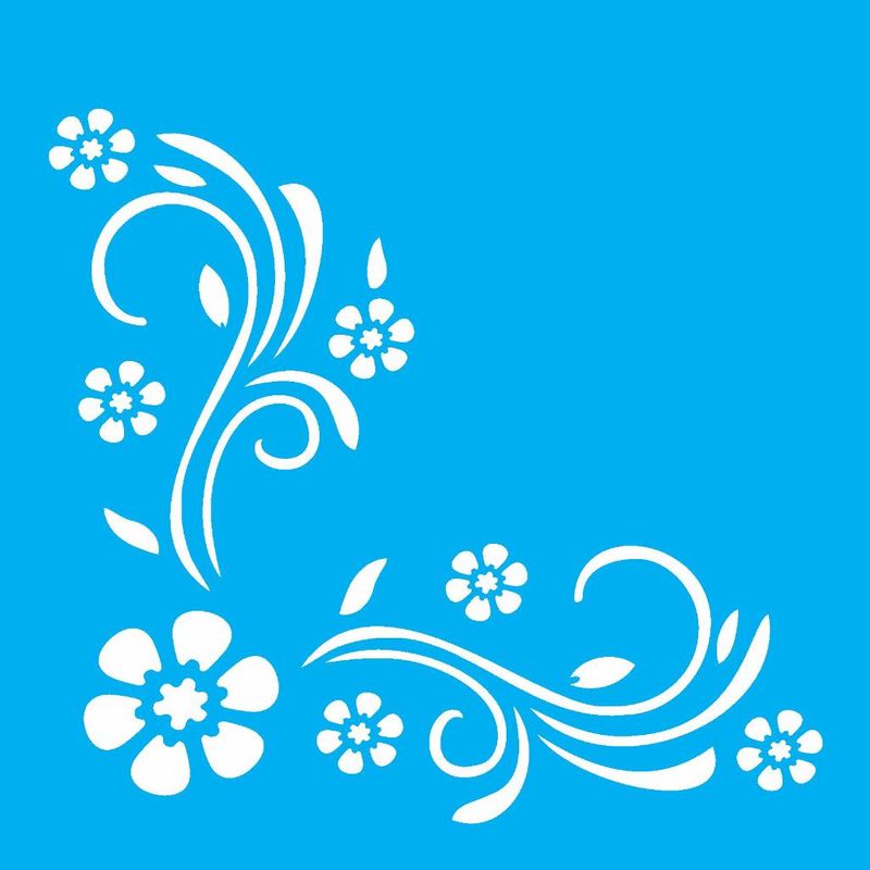 Stencil Pintura Cantoneira Flores Ii 1027 14x14 Opa