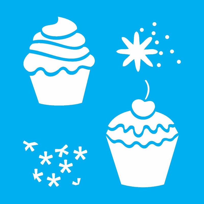 Stencil Pintura Cupcakes 1052 14x14 Opa
