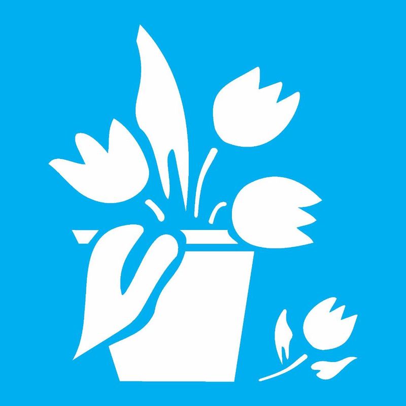 Stencil Pintura Vaso Tulipas 1061 14x14 Opa