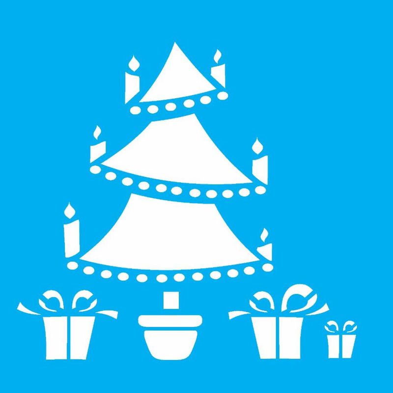 Stencil Pintura Arvore e Presentes 1108 14x14 Opa