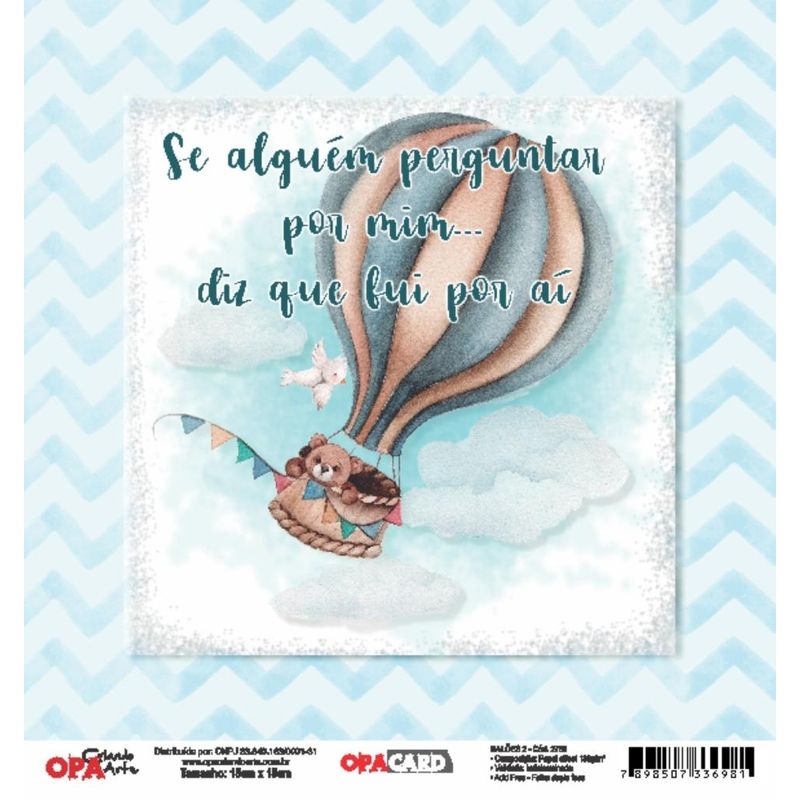 Papel Scrapbook Opacard Balões 2 15x15 2750 Opa