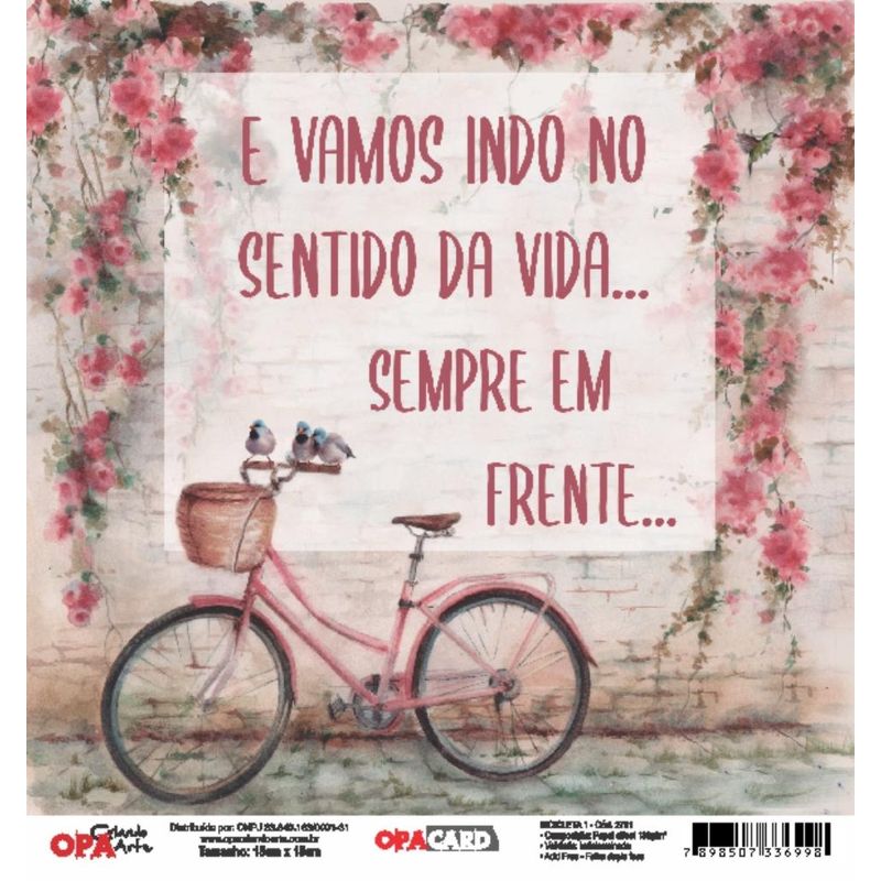 Papel Scrapbook Opacard Bicicleta 1 15x15 2751 Opa