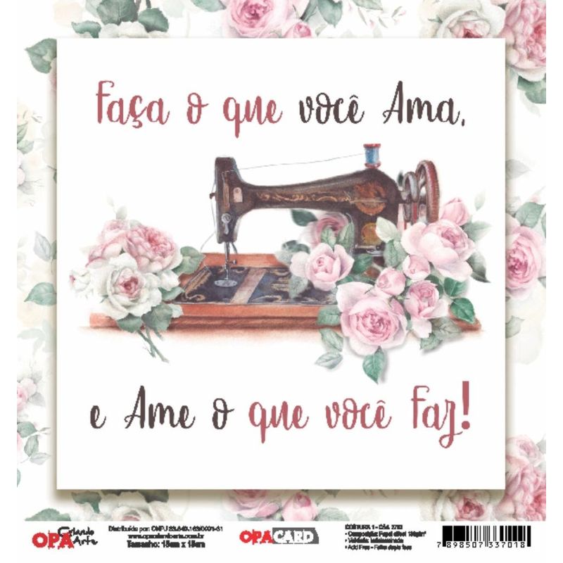 Papel Scrapbook Opacard Costura 1 15x15 2753 Opa