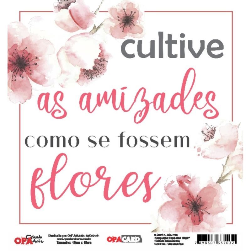 Papel Scrapbook Opacard Flores 2 15x15 2755 Opa