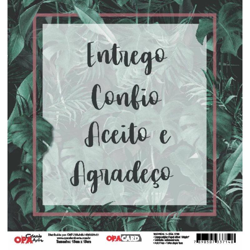Papel Scrapbook Opacard Tropical 1 15x15 2766 Opa