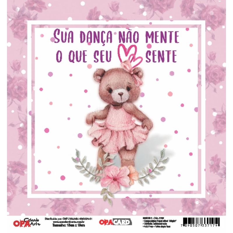 Papel Scrapbook Opacard Ursos 2 15x15 2769 Opa