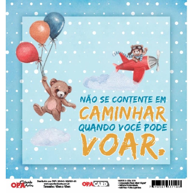 Papel Scrapbook Opacard Ursos 3 15x15 2770 Opa
