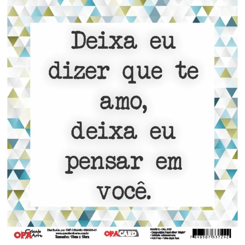 Papel Scrapbook Opacard Frase 3 15x15 2781 Opa