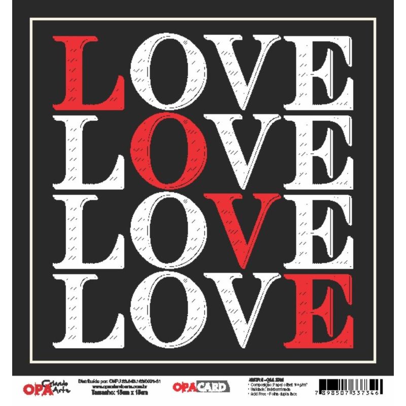 Papel Scrapbook Opacard Amor 5 15x15 2786 Opa