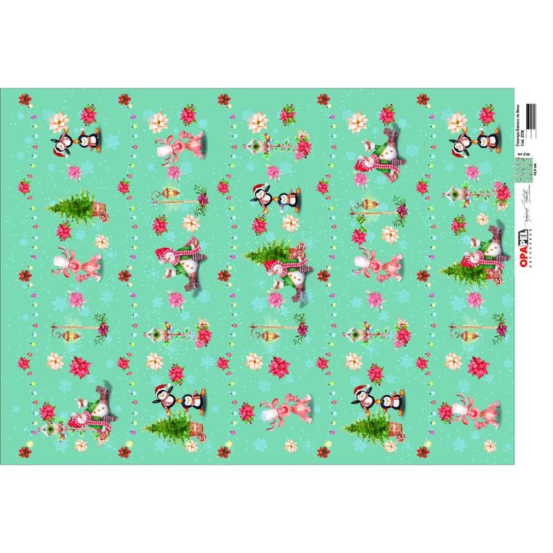 Papel Decoupage Opapel Estampa Boneco de Neve 2538 30x45cm Opa