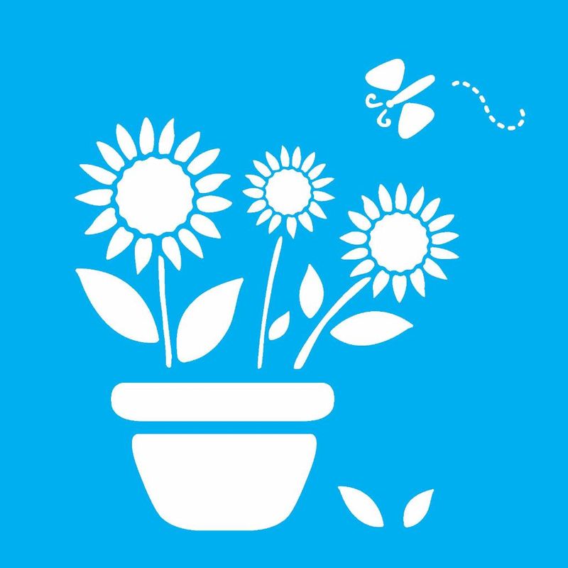 Stencil Pintura Vaso com Girassois 1002 14x14 Opa