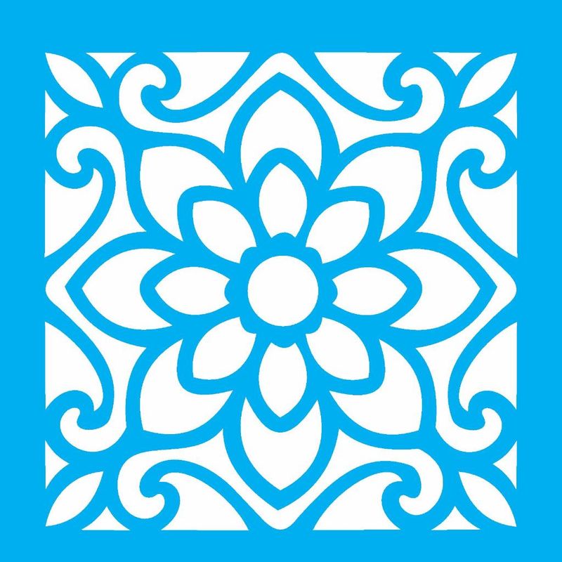 Stencil Pintura Ladrilho Flor 1735 14x14 Opa