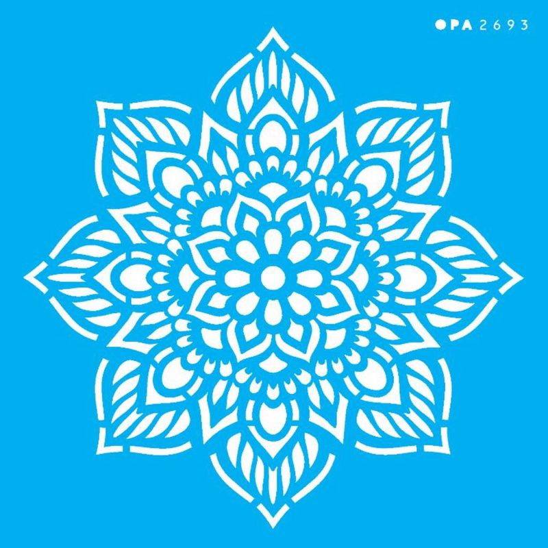 Stencil Pintura Mandala Flor Oito Pontas 2693 14x14 Opa