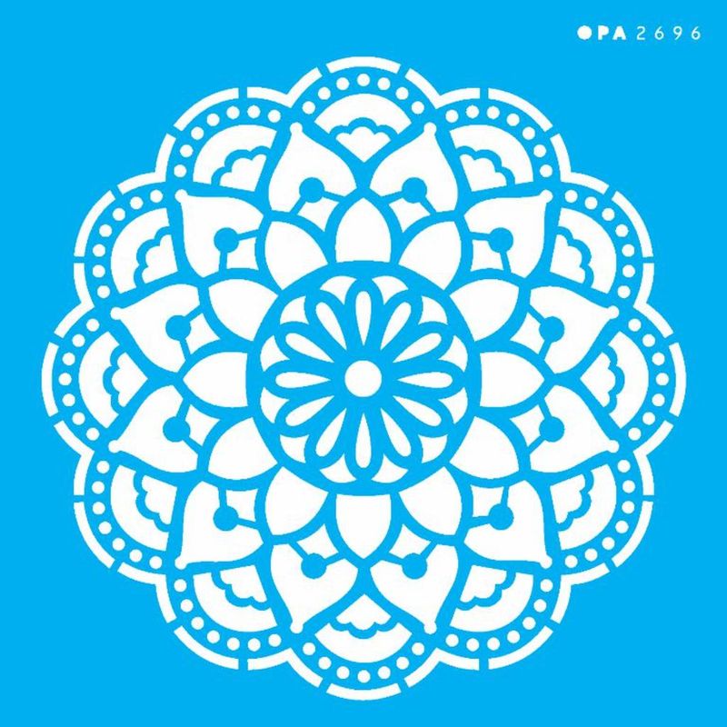 Stencil Pintura Mandala Flor de Lotus 2696 14x14 Opa