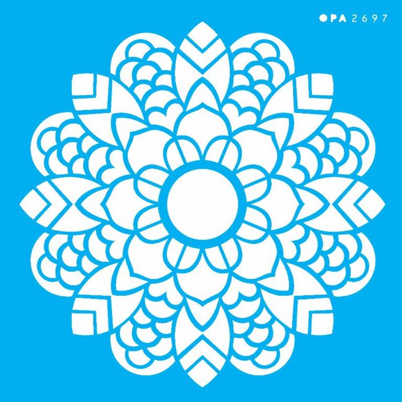 Stencil Pintura Mandala Folhas 2697 14x14 Opa