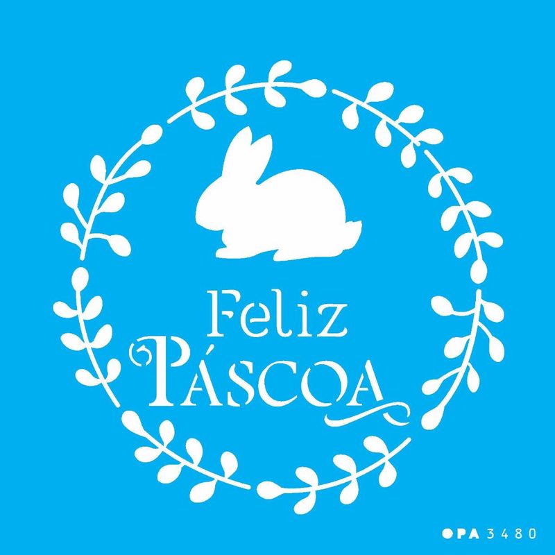 Stencil Pintura Feliz Pascoa Ii 3480 14x14 Opa