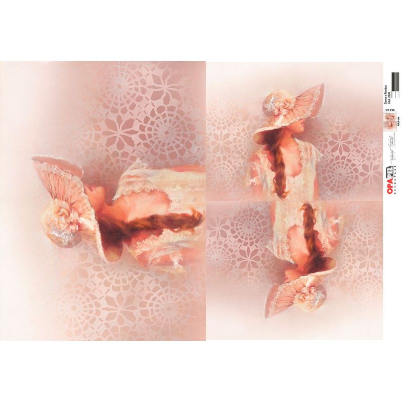 Papel Decoupage Opapel 30x45cm 2526 Dama e Rendas Kit 3 Unidade Opa