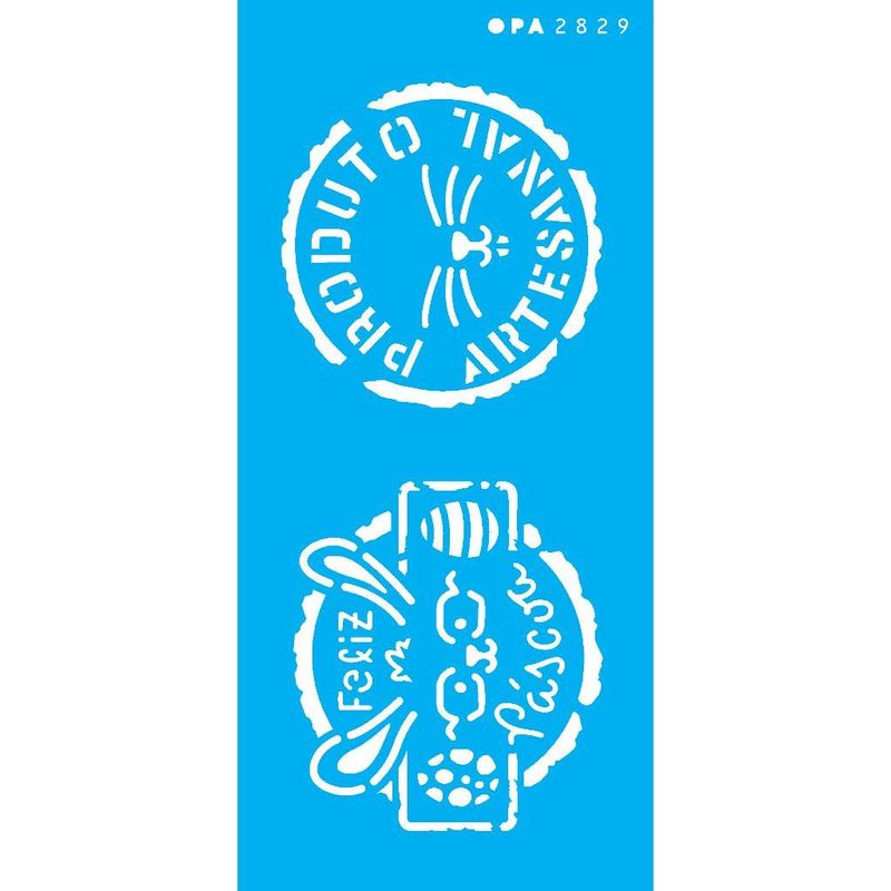 Stencil Simples Selo Coelhos I Opa 2829 7x15