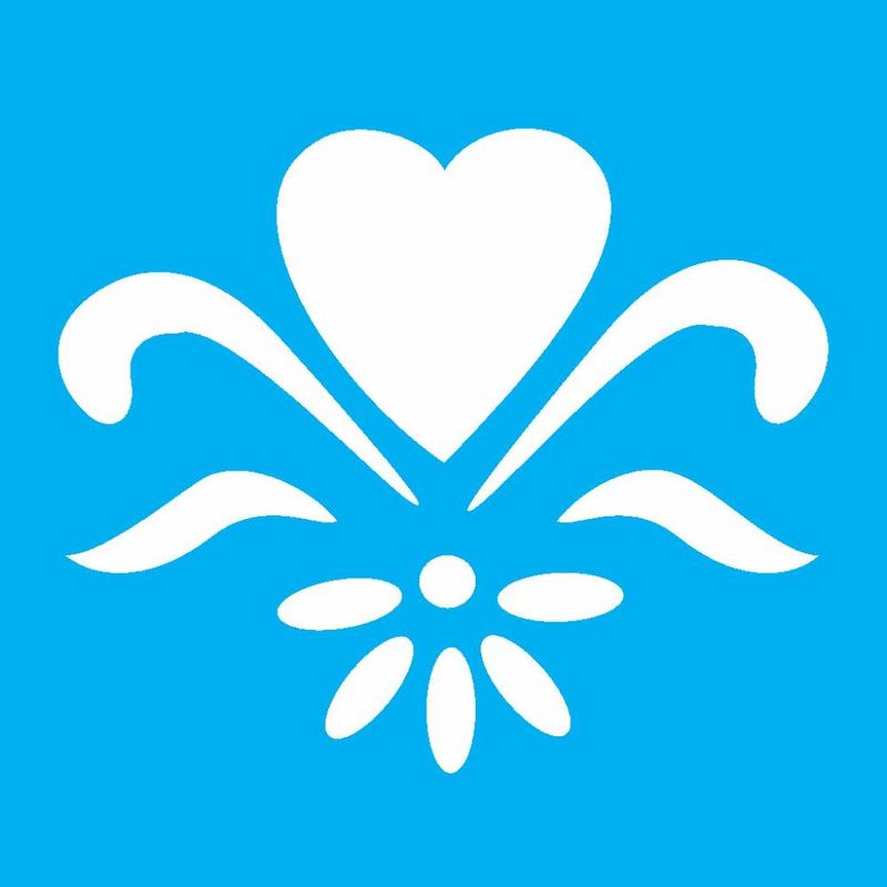 Stencil Pintura Coracao Flor Opa 0159 10x10