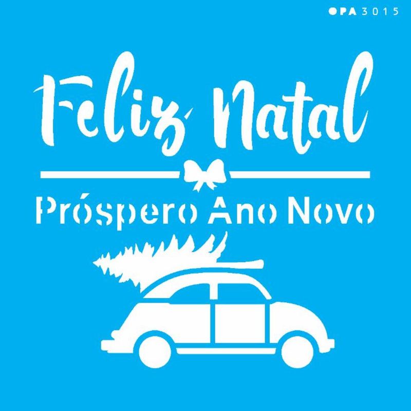 Stencil Pintura Frase Feliz Natal Fusca Opa 3015 10x10