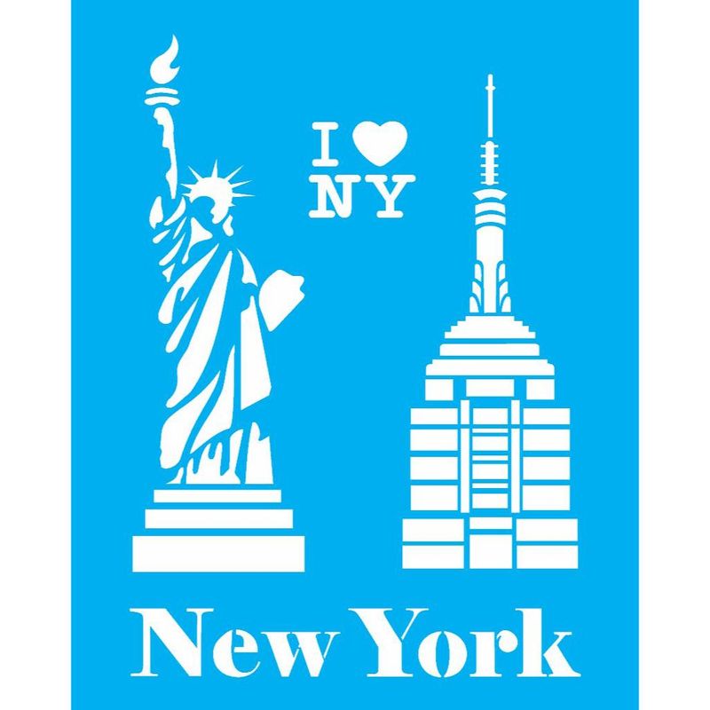 Stencil Pintura Cidades New York 1162 20x25 Opa