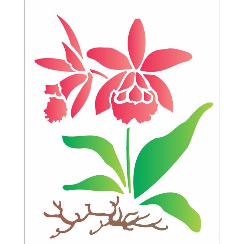 Stencil Pintura Flor Orquidea 1452 20x25 Opa