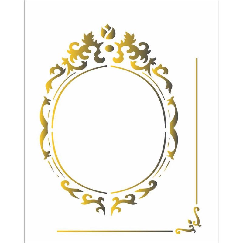 Stencil Pintura Moldura Oval I 1783 20x25 Opa