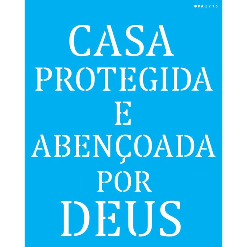 Stencil Pintura Frase Casa Protegida 2716 20x25 Opa