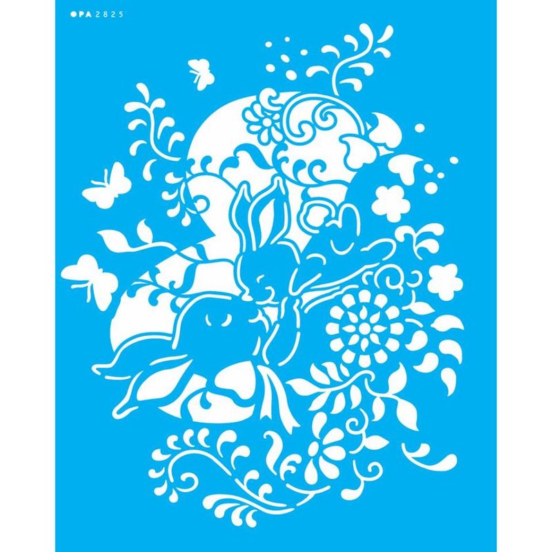 Stencil Pintura Mae e Filho Coelhos I 2825 20x25 Opa