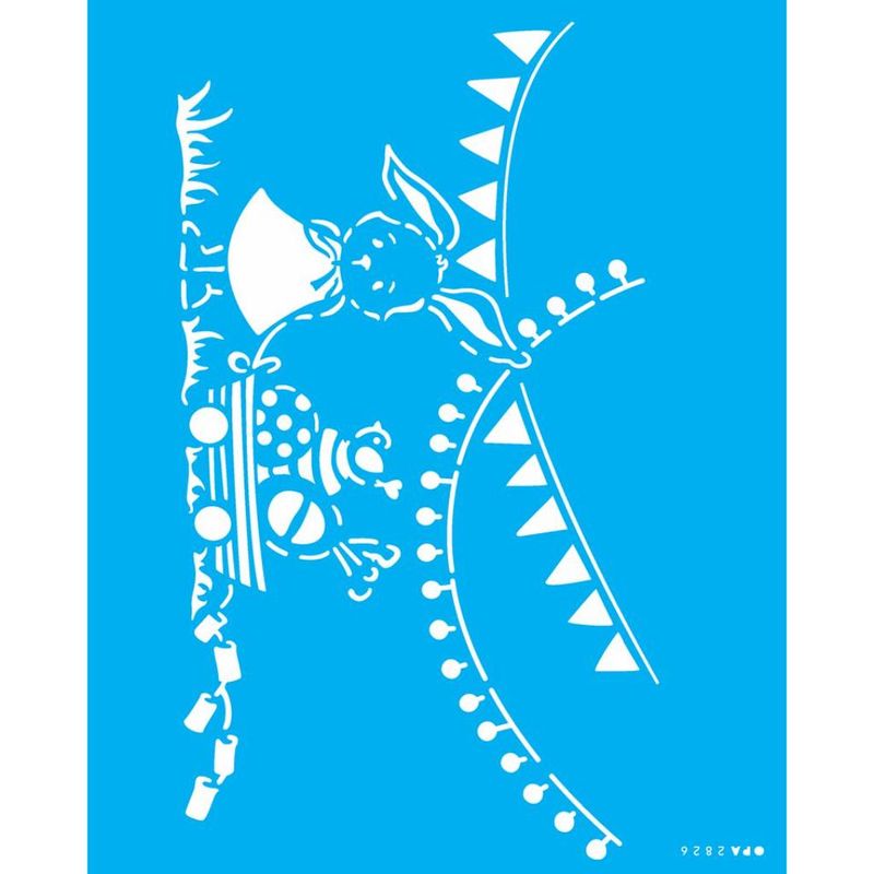 Stencil Pintura Coelha e Bandeirolas I 2826 20x25 Opa