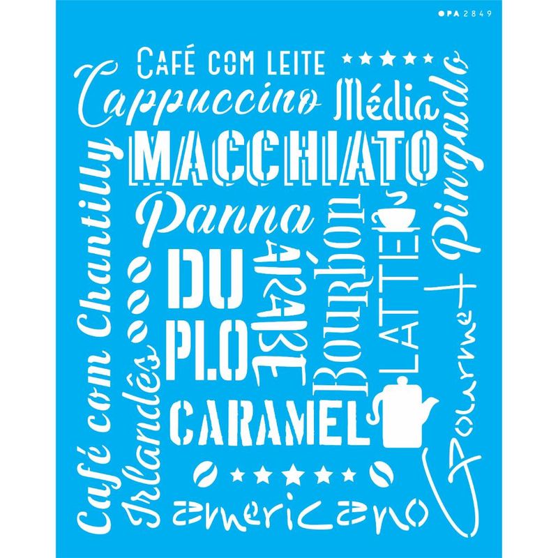 Stencil Pintura Culinaria Estamparia Cafe 2849 20x25 Opa