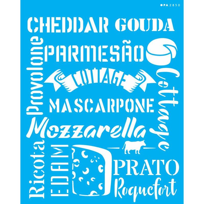 Stencil Pintura Culinaria Estamparia Quejo 2850 20x25 Opa
