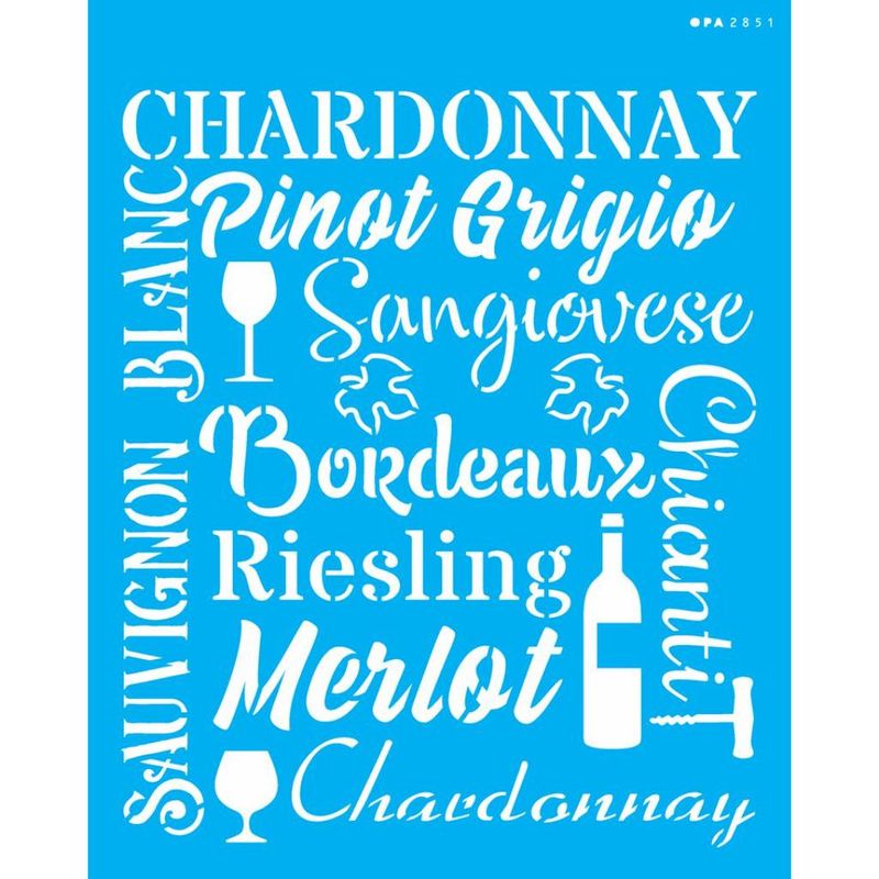 Stencil Pintura Culinaria Estamparia Vinhos 2851 20x25 Opa