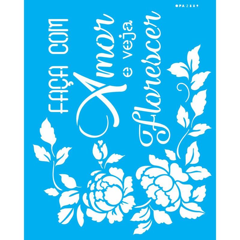 Stencil Pintura Frase Faca com Amor 2889 20x25 Opa