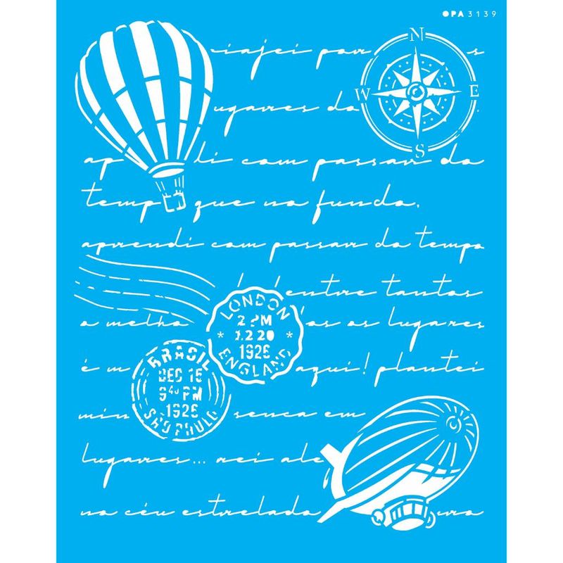 Stencil Pintura Carta Antiga Balao 3139 20x25 Opa