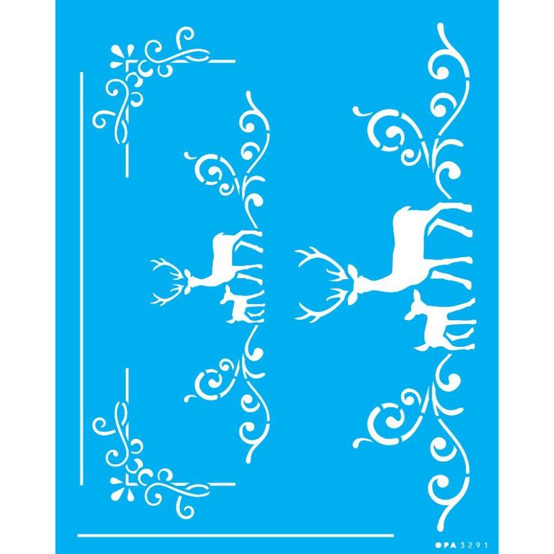 Stencil Pintura Cervos e Arabescos 3291 20x25 Opa