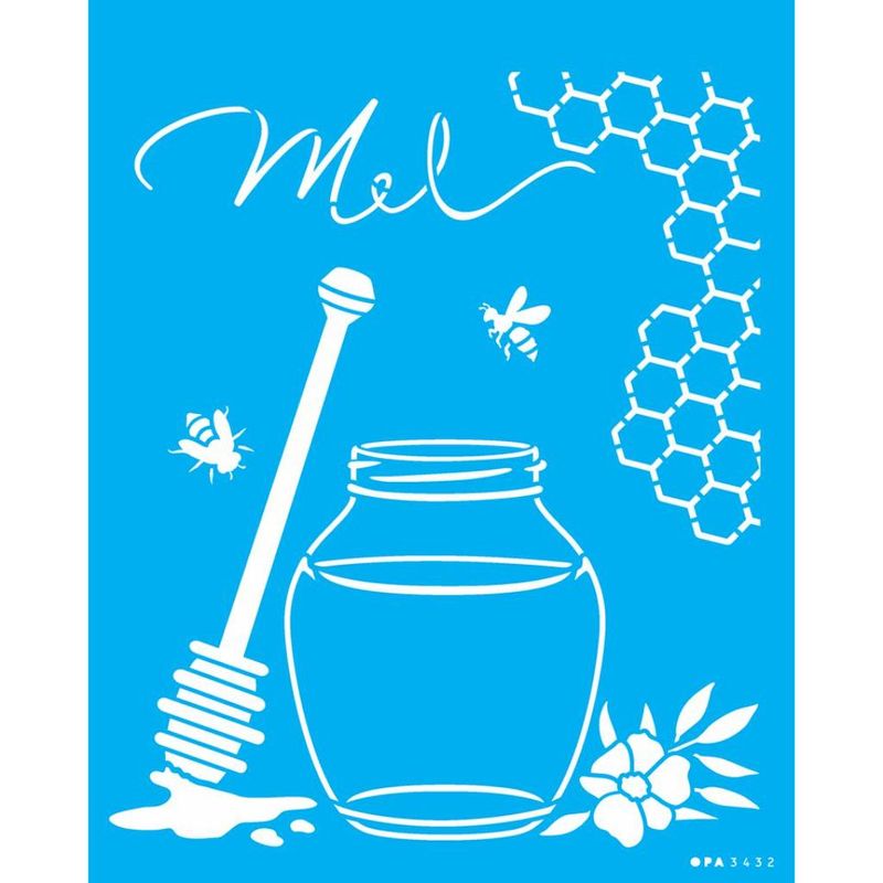 Stencil Pintura Abelhas e Pote de Mel 3432 20x25 Opa