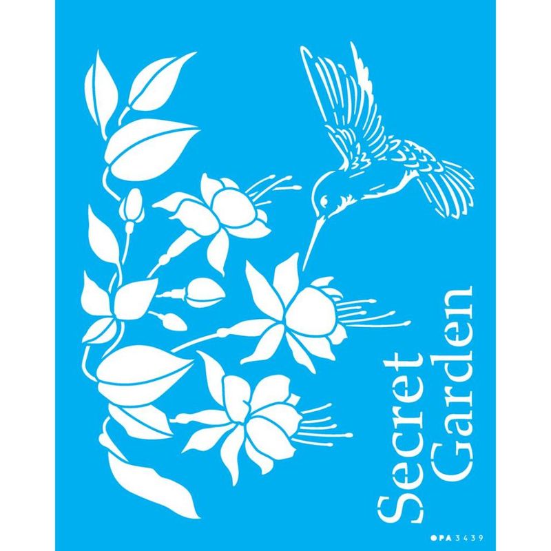 Stencil Pintura Flor Brinco de Princesa e Beija-flor 3439 20x25 Opa