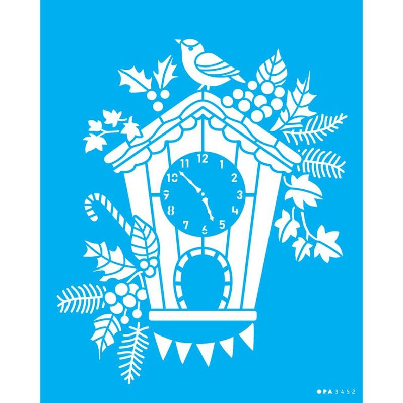 Stencil Pintura Casinha de Passarinho Natalina 3452 20x25 Opa
