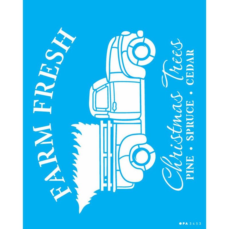 Stencil Pintura Farmhouse Camionete Natalina 3453 20x25 Opa