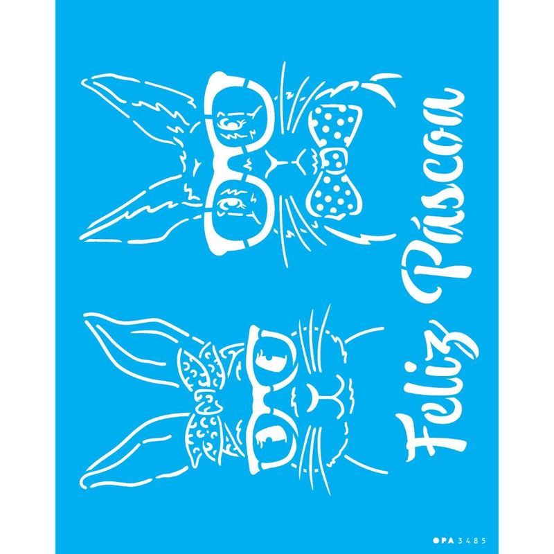 Stencil Pintura Coelha e Coelho 3485 20x25 Opa